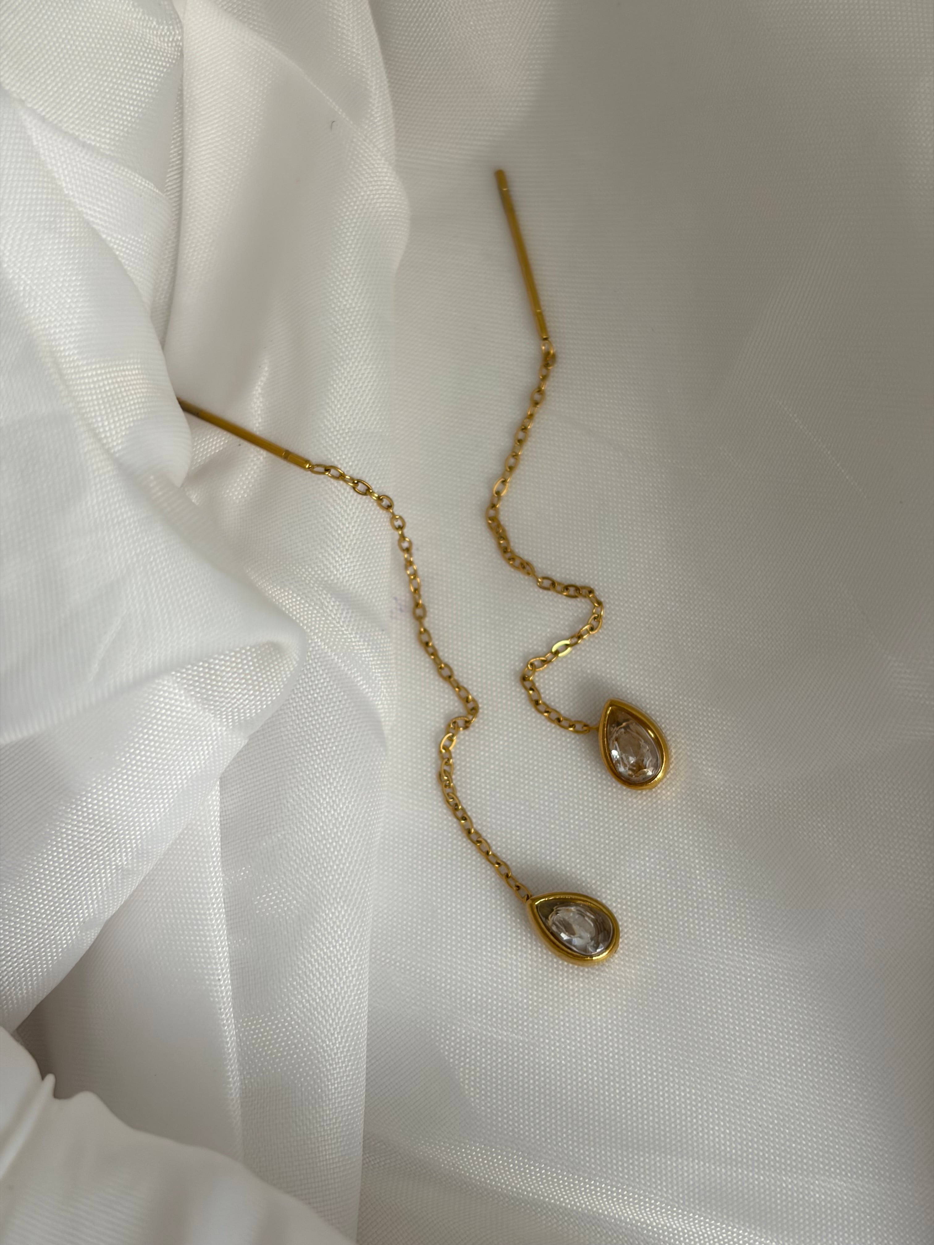 Drop thread earring