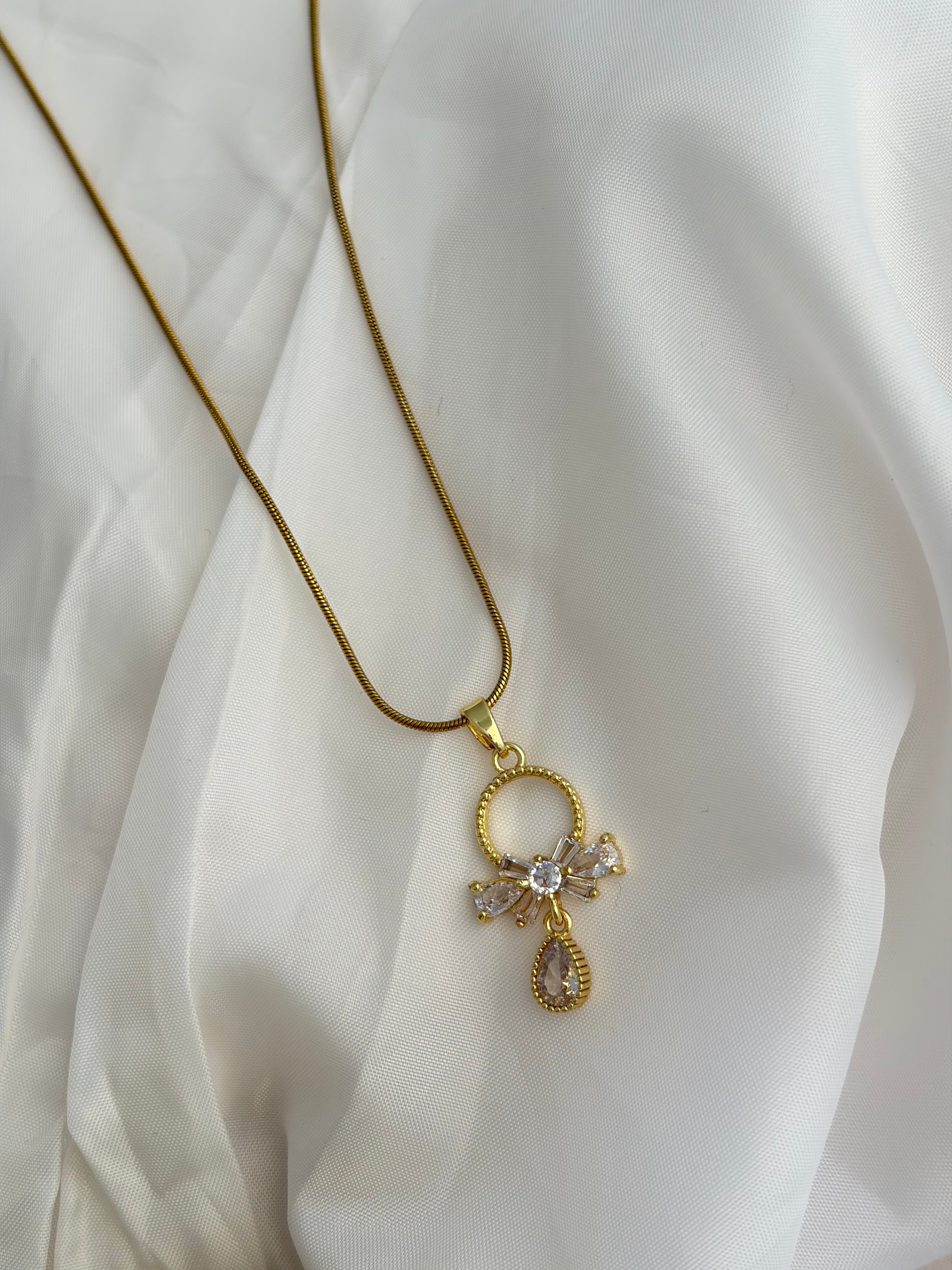 Bow drop necklace