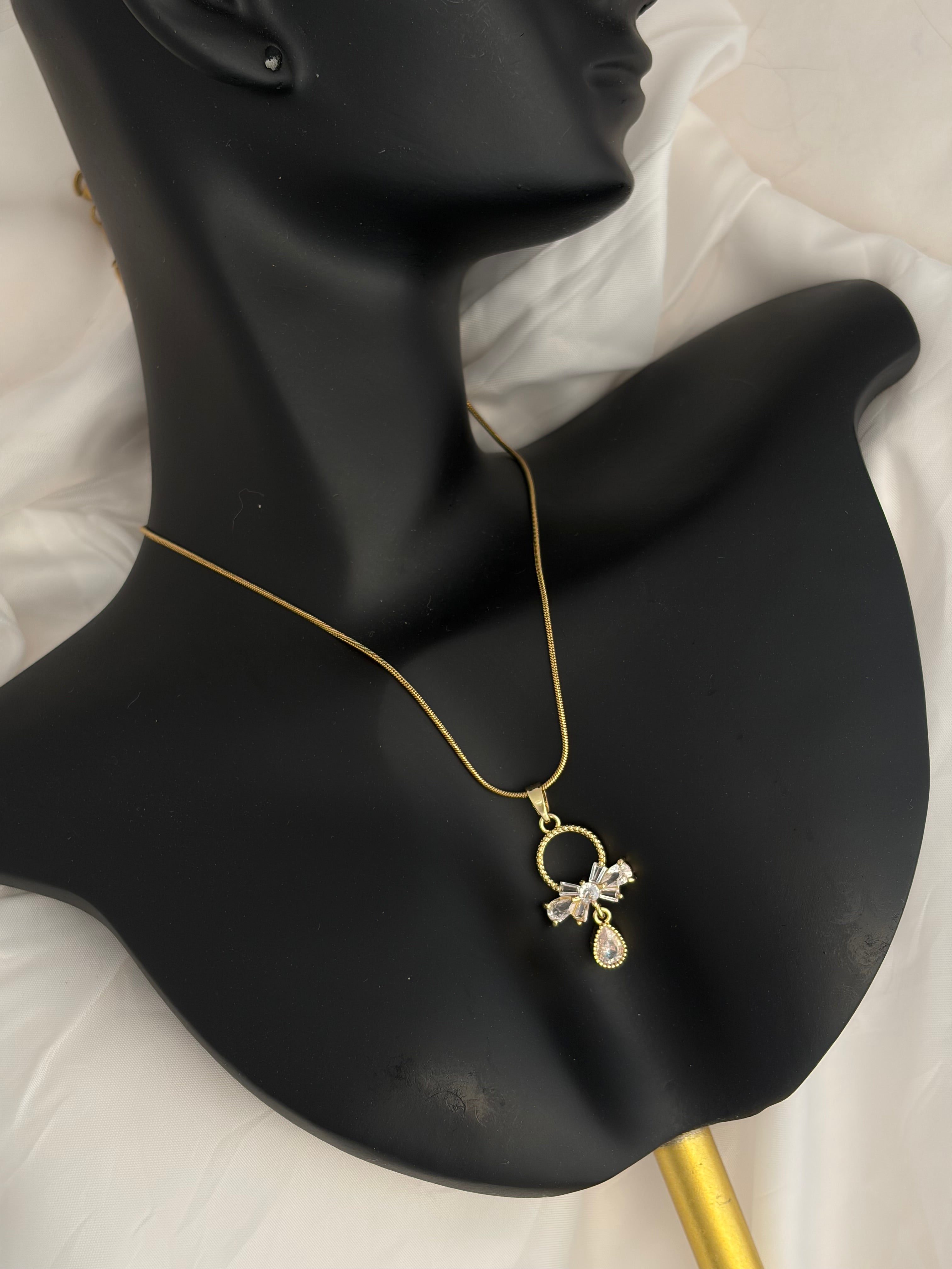 Bow drop necklace