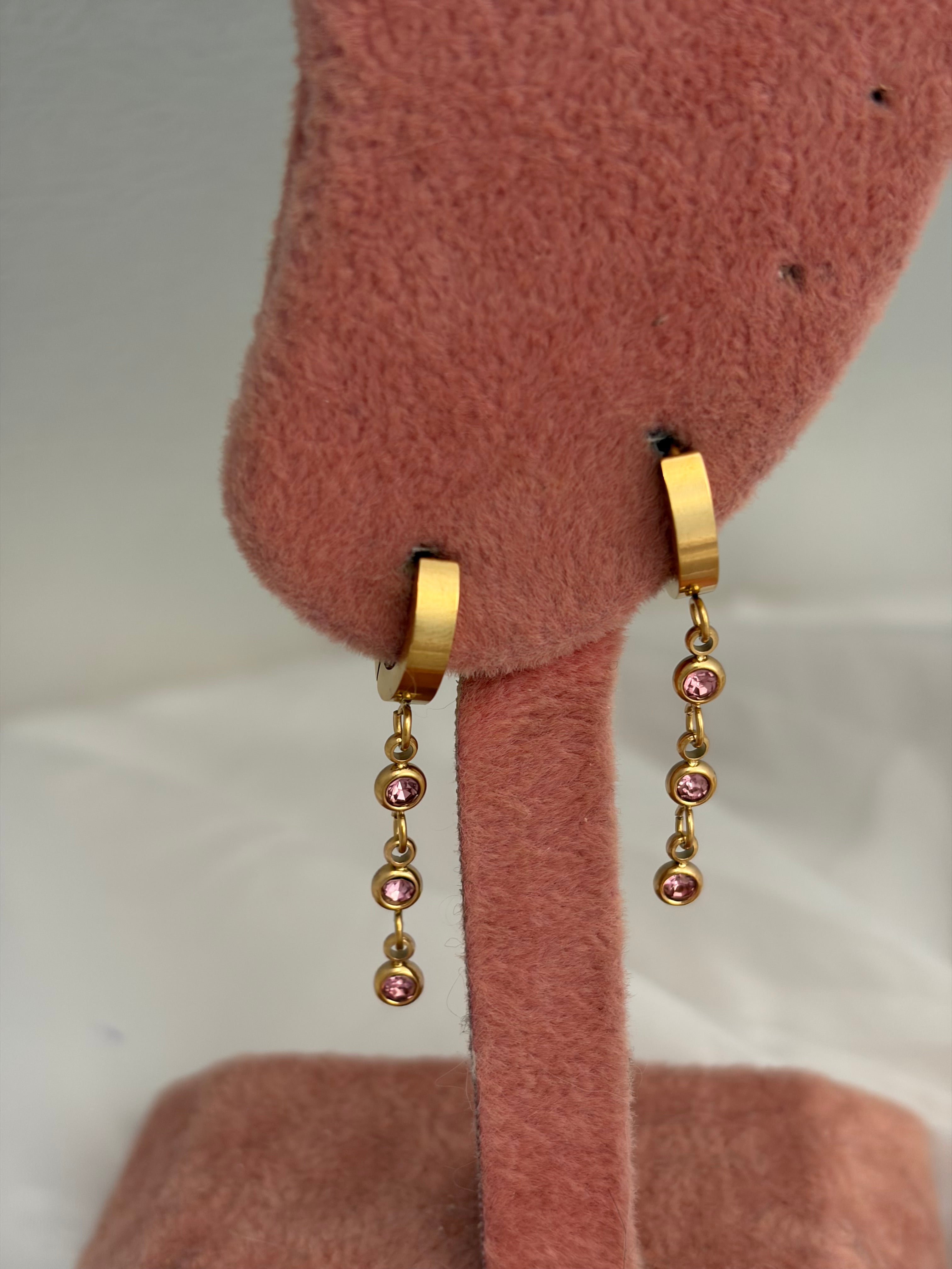 Pink dangling earring