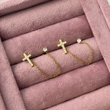 Cross chain earring (ball back)