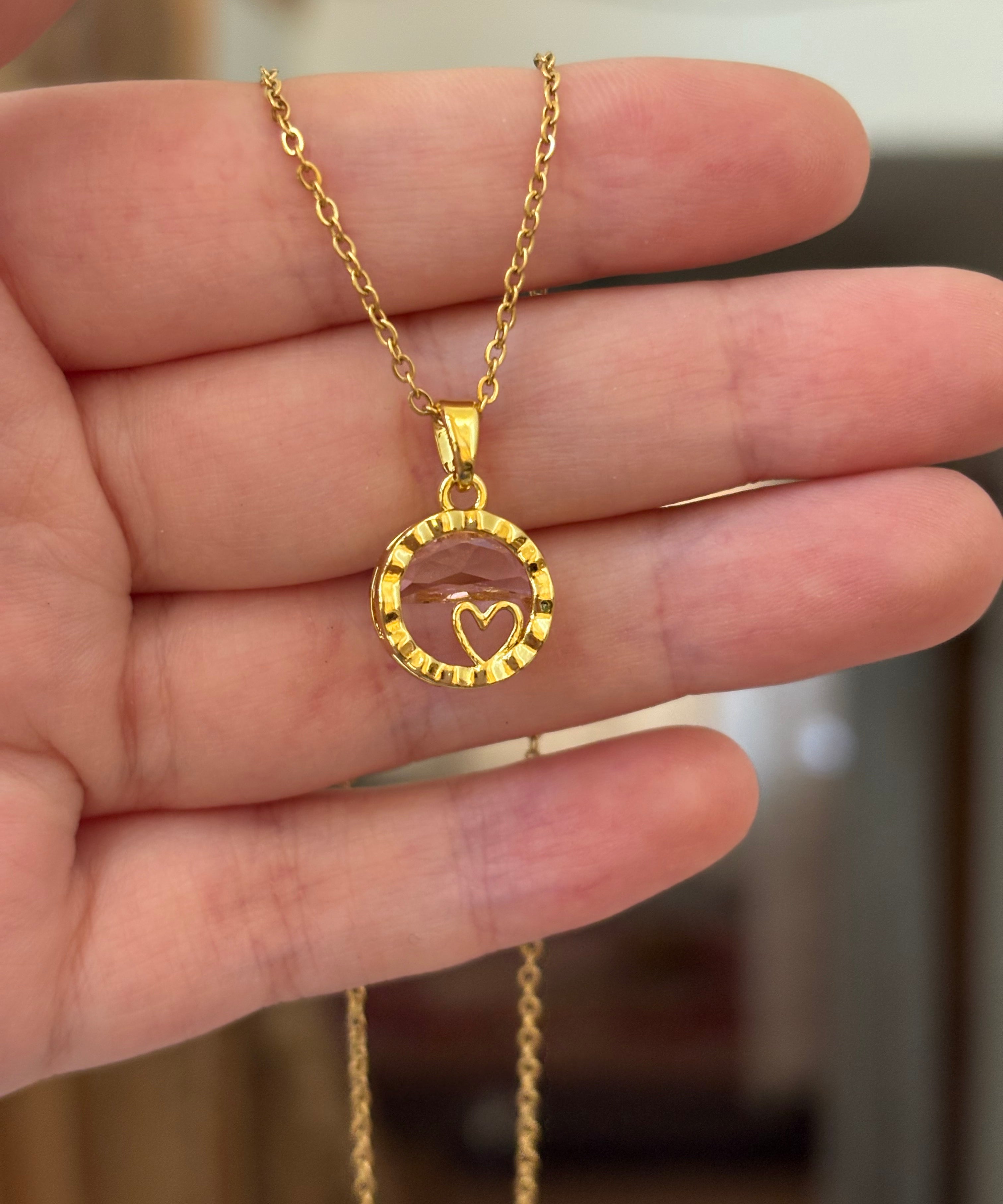 Pink heart necklace