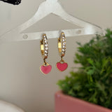 Pink heart earring