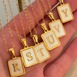 Initial square necklace