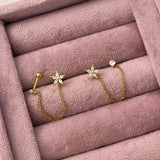 Floral chain earring (ball back)