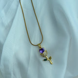 Purple tulip necklace
