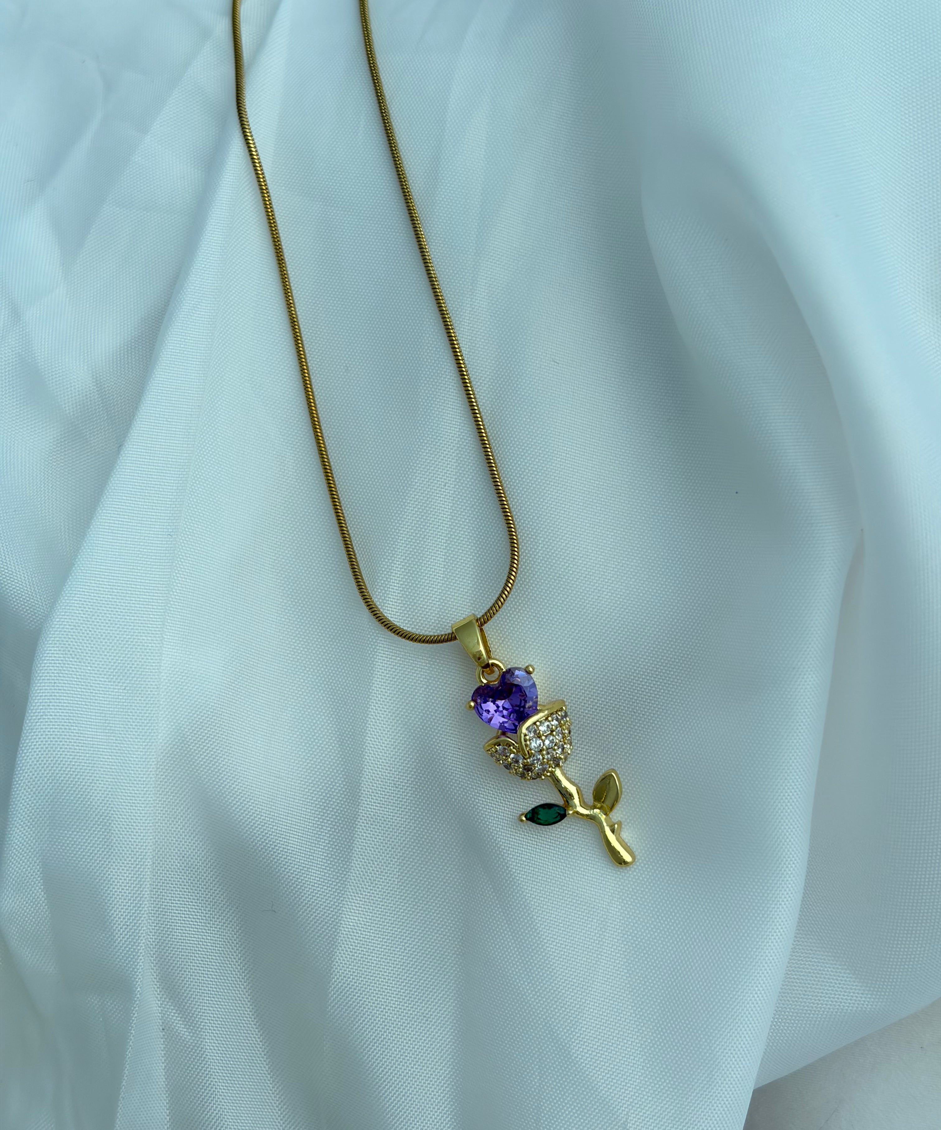 Purple tulip necklace