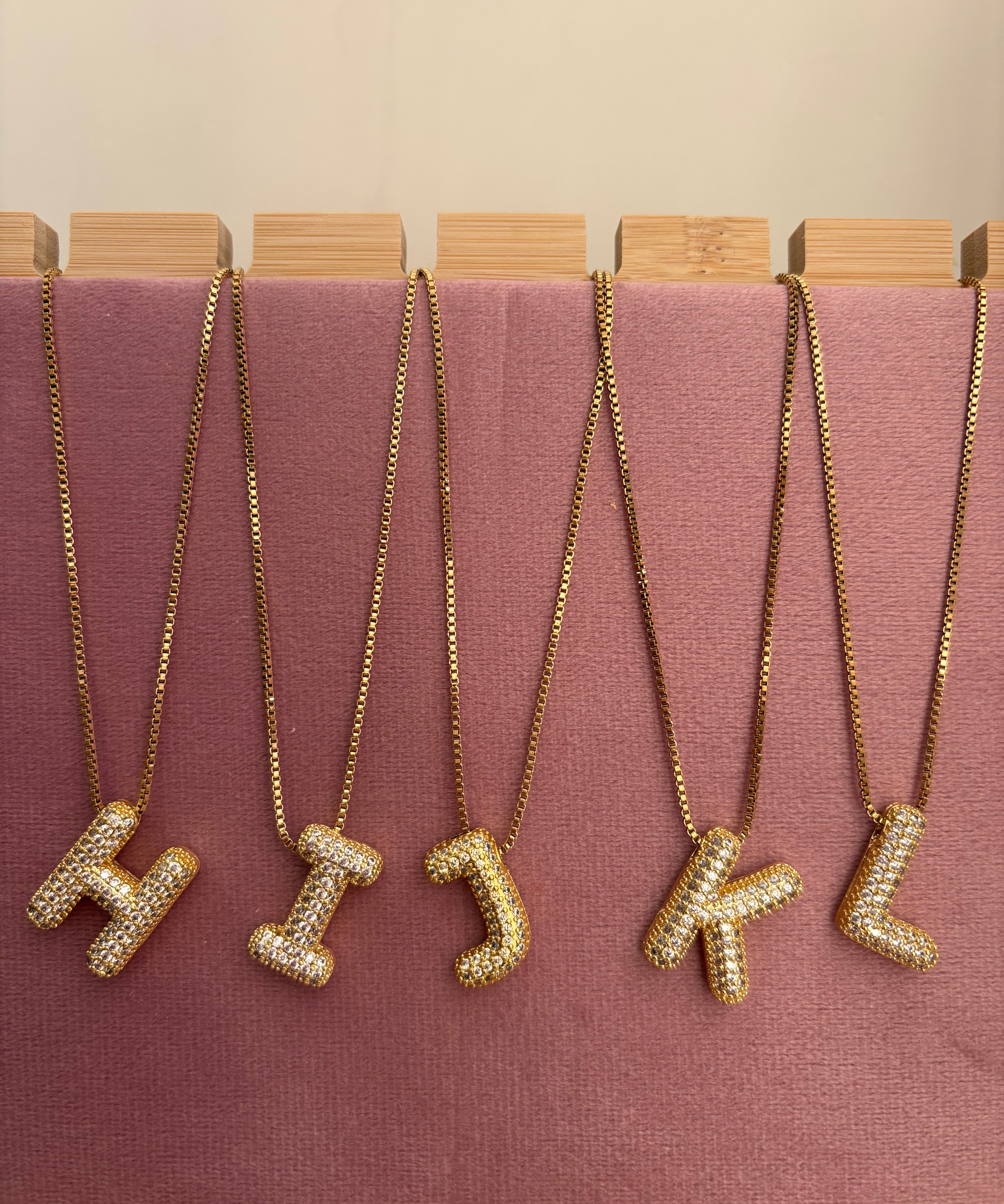 Bubble initial necklaces