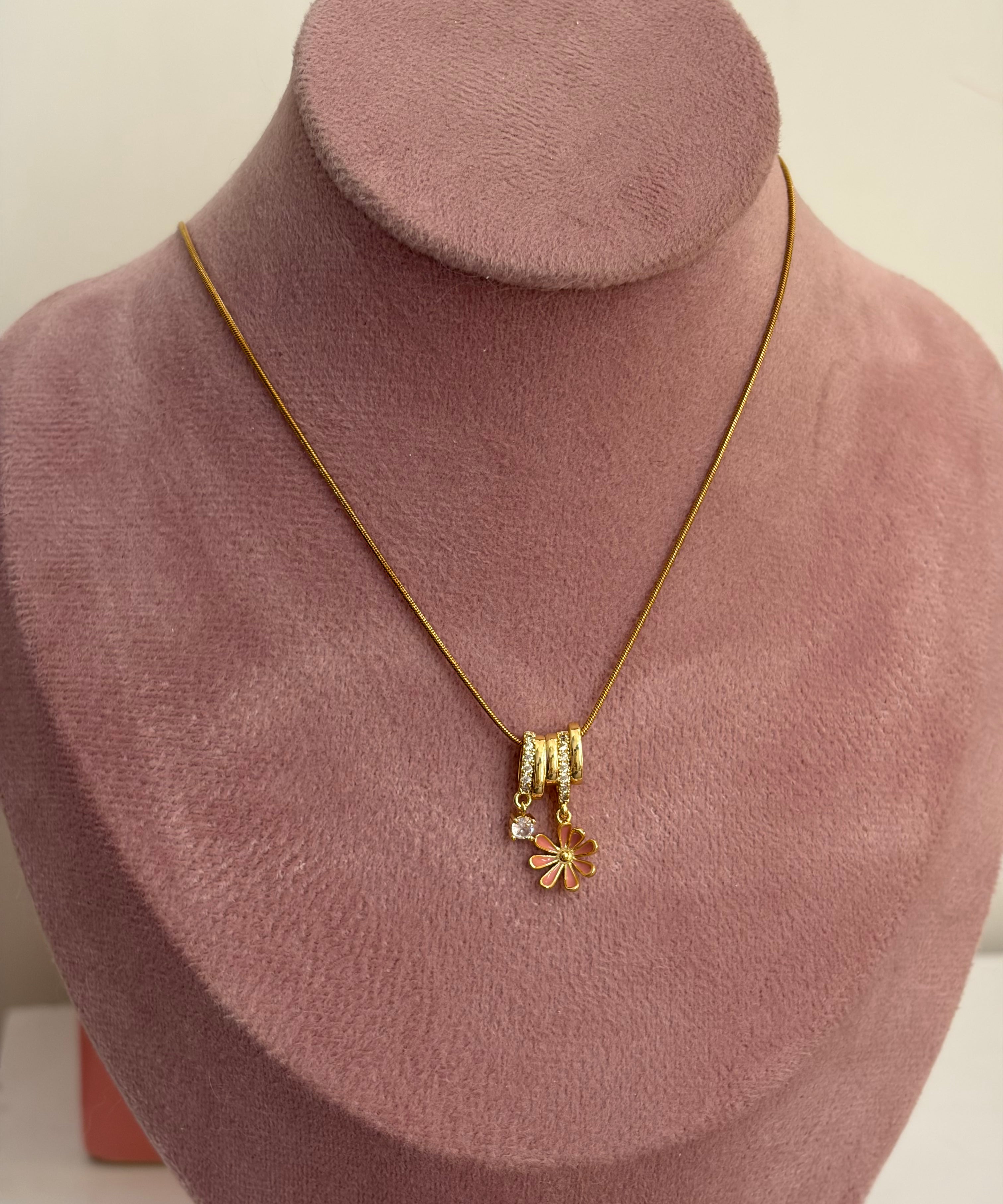 Floral charm necklace