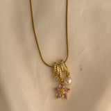 Floral charm necklace