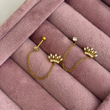 Crown chain earring (ball back)
