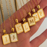 Initial square necklace