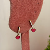 Pink heart earring