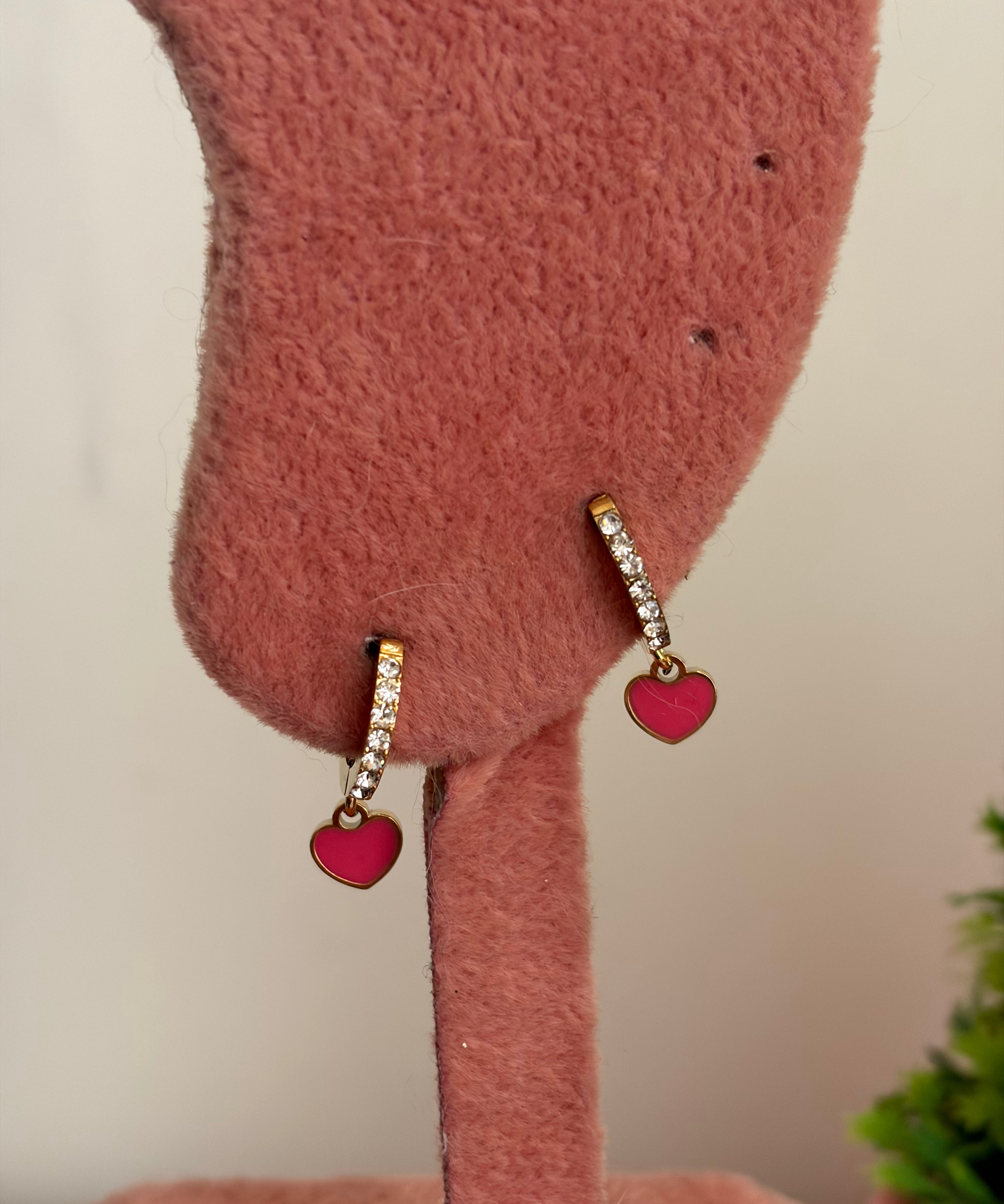 Pink heart earring