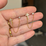 Cross chain earring (ball back)