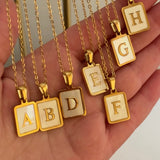 Initial square necklace
