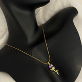 Purple tulip necklace