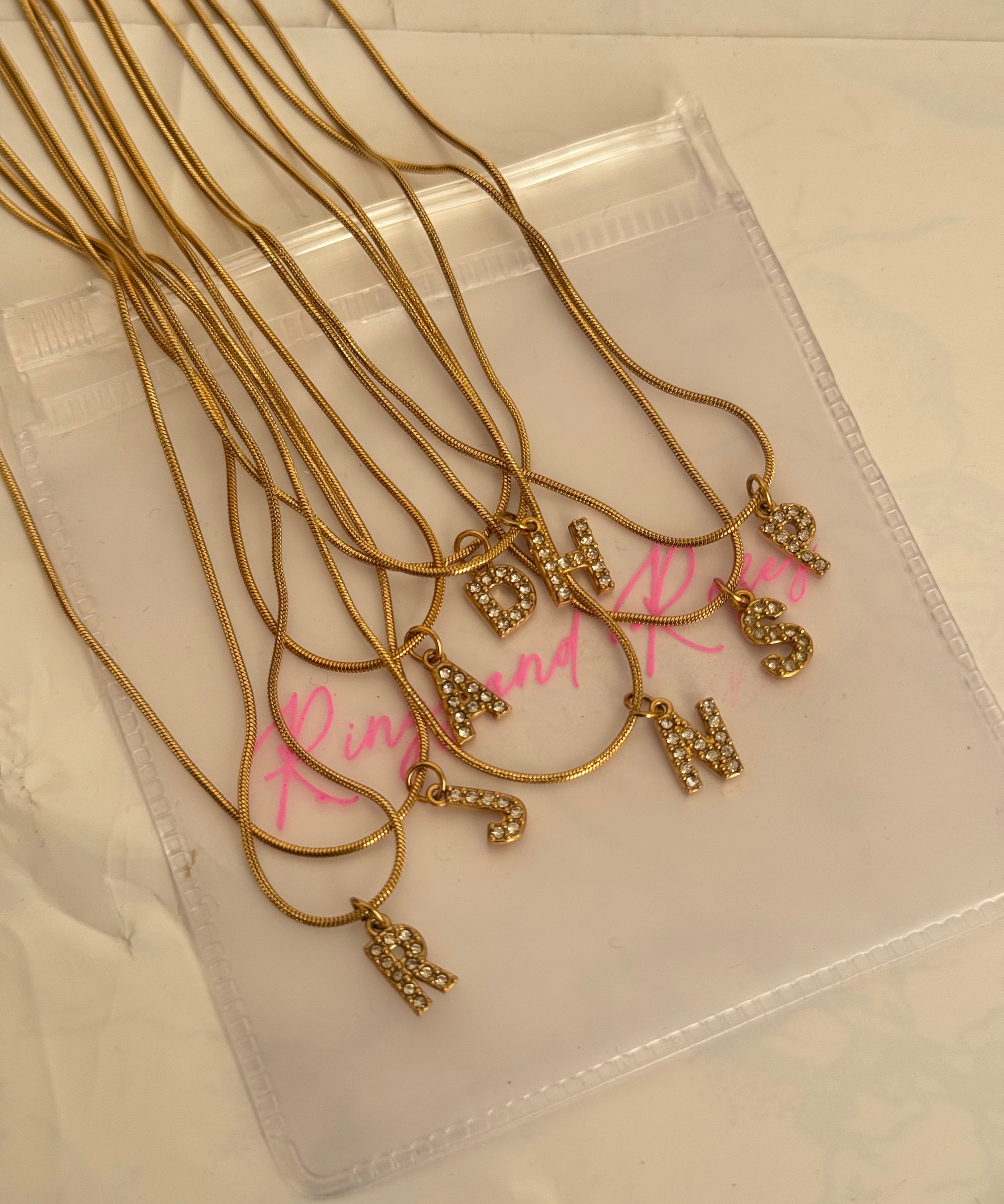 Initial studded necklace